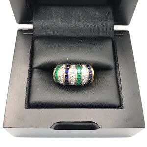 Gold Over 925 Sterling Silver Multiple Gemstone Women’s Ring Size 6